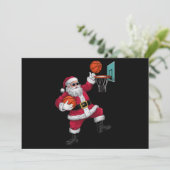 Kerstman Kerstman die een basketbal dunkt Kerstmis Feestdagenkaart (Staand voorkant)