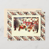  kerstman, kerstman en kinderen feestdagenkaart (Voorkant / Achterkant)