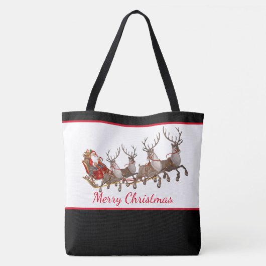 Kerstman, kerstman en slee tote bag (Achterkant)
