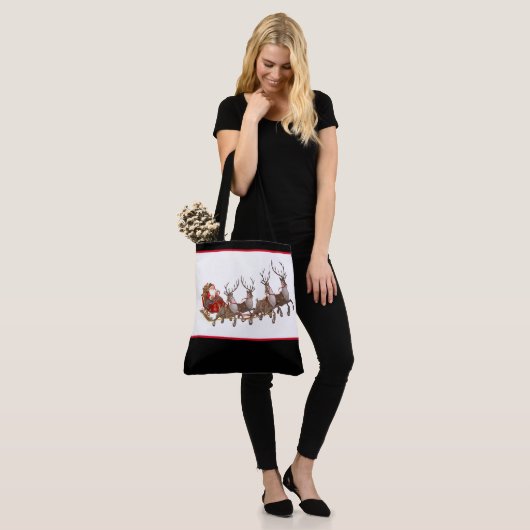 Kerstman, kerstman en slee tote bag