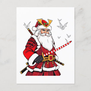Kerstman Kerstman Japanse kunst Samurai Aankondigingskaart
