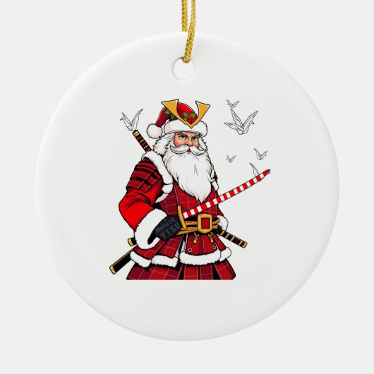 Kerstman Kerstman Japanse kunst Samurai Keramisch Ornament (Voorkant)