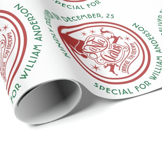 Kerstman Kerstman Levering Gepersonaliseerde Wrap Cadeaupapier (Rol Hoek)