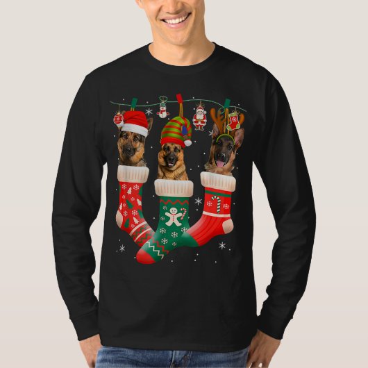 Kerstman: kerstman met herdersok Xmas rendierkerst T-shirt (Voorkant)