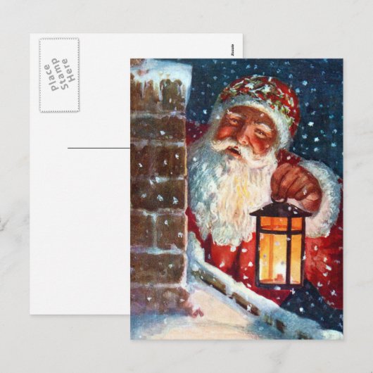  Kerstman Kerstman op het dak Feestdagenkaart (Voorkant / Achterkant)