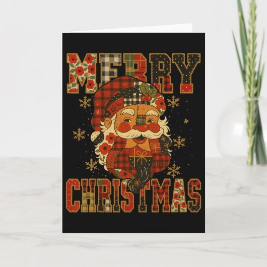 Kerstman Kerstman Patchwork Kerstmis Kaart (Voorkant)