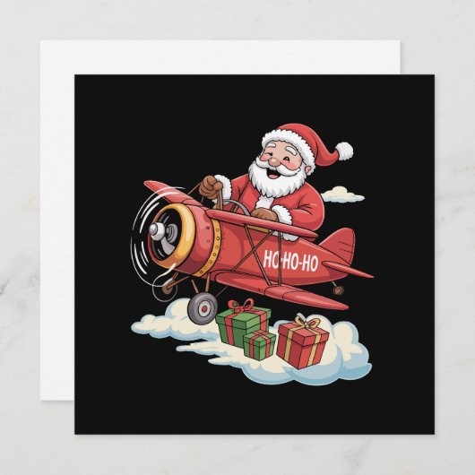 Kerstman Kerstman Piloot Vliegend Vliegtuig Cadeau Feestdagenkaart (Voorkant / Achterkant)