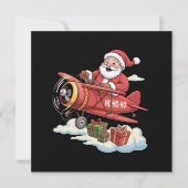 Kerstman Kerstman Piloot Vliegend Vliegtuig Cadeau Feestdagenkaart (Voorkant)