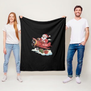Kerstman Kerstman Piloot Vliegend Vliegtuig Cadeau Fleece Deken