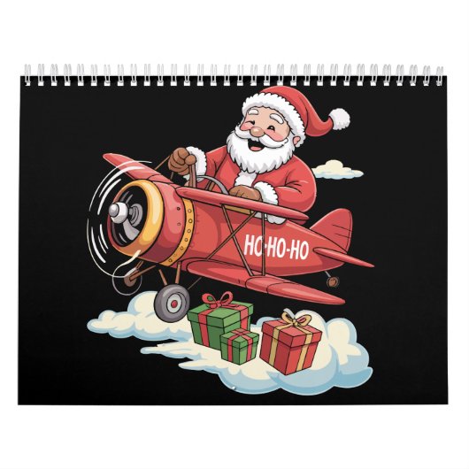 Kerstman Kerstman Piloot Vliegend Vliegtuig Cadeau Kalender (Hoes)