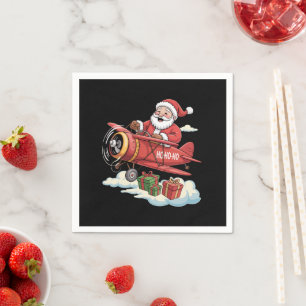 Kerstman Kerstman Piloot Vliegend Vliegtuig Cadeau Servet