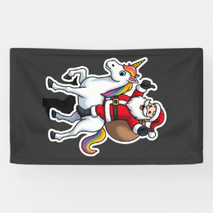 Kerstman Kerstman Ridding Eenhoorn - Kerst Meisjes Spandoek