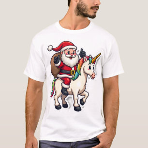 Kerstman Kerstman Ridding Eenhoorn - Xmas Meisjes  T-shirt