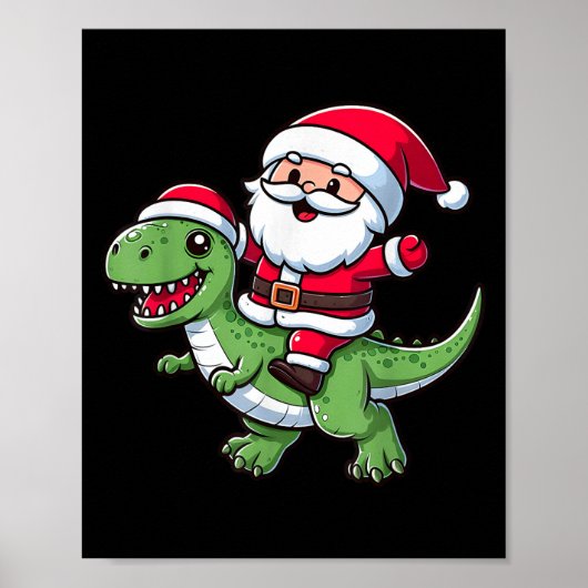 Kerstman Kerstman Ride T Rex Dinosaur F Poster (Voorkant)