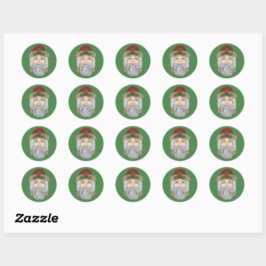 Kerstman/kerstman Ronde Sticker (Vel)