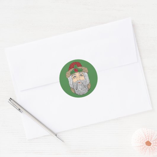 Kerstman/kerstman Ronde Sticker (Envelop)
