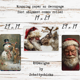 Kerstman Kerstman Rudolph Vorst Kerst Decoupage Inpakpapier Vel