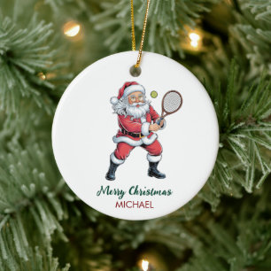 Kerstman Kerstman speelt tennis Gepersonaliseerd Keramisch Ornament