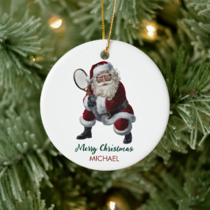 Kerstman Kerstman speelt tennis Gepersonaliseerd Keramisch Ornament