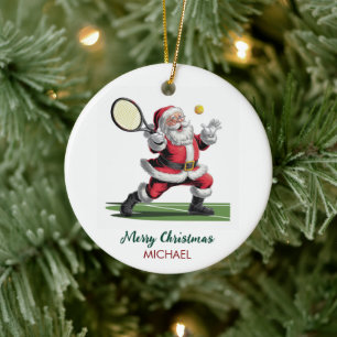 Kerstman Kerstman speelt tennis Gepersonaliseerd Keramisch Ornament