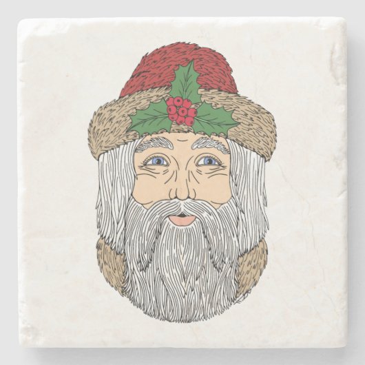 Kerstman/kerstman Stenen Onderzetter (Voorkant)