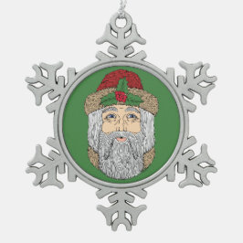 Kerstman/kerstman Tin Sneeuwvlok Ornament