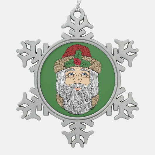 Kerstman/kerstman Tin Sneeuwvlok Ornament (Voorkant)