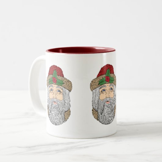 Kerstman/kerstman Tweekleurige Koffiemok (Voorkant links)