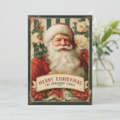 Kerstman Kerstman Vintage Feestdagenkaart (Staand voorkant)