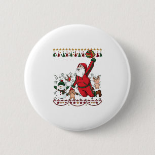 Kerstman Kerstman Volleybal Sneeuwman Rendier Ronde Button 5,7 Cm