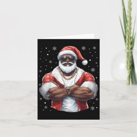 Kerstman Kerstman Xmas Cool Black Afrikaanse Amer Kaart (Voorkant)