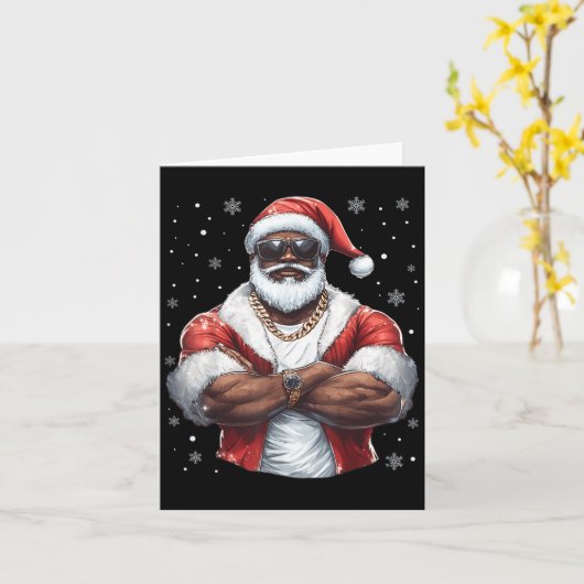 Kerstman Kerstman Xmas Cool Black Afrikaanse Amer Kaart (Gele Bloem)