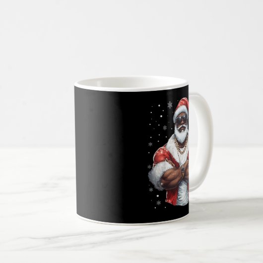 Kerstman Kerstman Xmas Cool Black Afrikaanse Amer Koffiemok (Voorkant rechts)