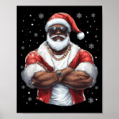 Kerstman Kerstman Xmas Cool Black Afrikaanse Amer Poster (Voorkant)