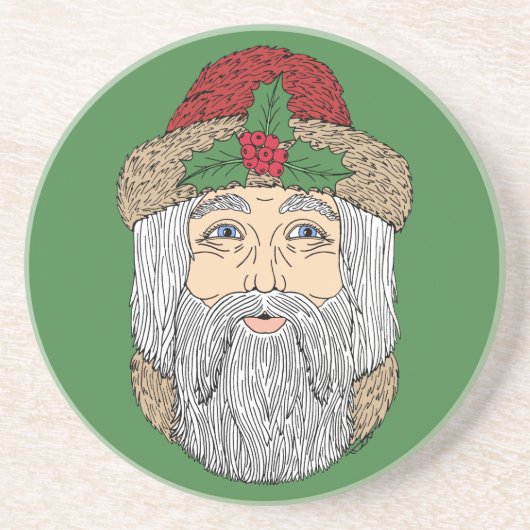 Kerstman/kerstman Zandsteen Onderzetter (Voorkant)