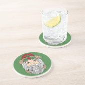 Kerstman/kerstman Zandsteen Onderzetter (Zijkant)