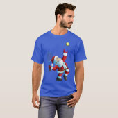 Kerstman Kerstmanennis Gameennis Racket vriend T-shirt (Voorkant volledig)