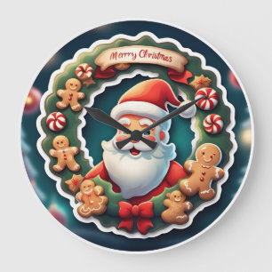 Kerstman, kerstmannetjes van peperkoek en snoepgoe grote klok