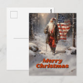 Kerstman Kerstmis Amerikaanse vlag Briefkaart (Voorkant / Achterkant)
