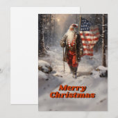 Kerstman Kerstmis Amerikaanse vlag Feestdagenkaart (Voorkant / Achterkant)