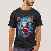 Kerstman Kerstmis Basketbal Kerstmis T-shirt (Voorkant)