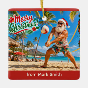 Kerstman Kerstmis  Beachvolleybal  Keramisch Ornament