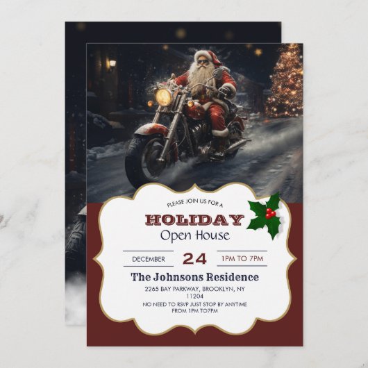 Kerstman Kerstmis Biker Kaart (Voorkant / Achterkant)