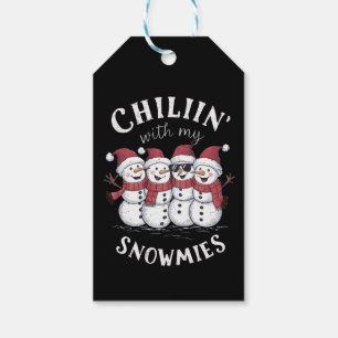 Kerstman Kerstmis Chillen Met Mijn Sneeuwvriendjes Cadeaulabel