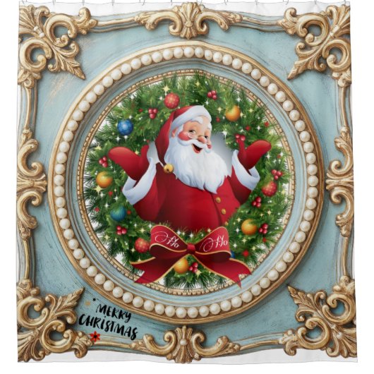 Kerstman Kerstmis Douchegordijn (Voorkant)