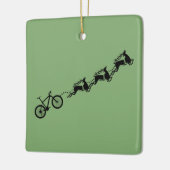Kerstman Kerstmis Fiets Rendier Grappig Keramisch Ornament (Links)