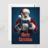 Kerstman Kerstmis Gamer Briefkaart (Voorkant / Achterkant)