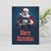Kerstman Kerstmis Gamer Feestdagenkaart (Staand voorkant)