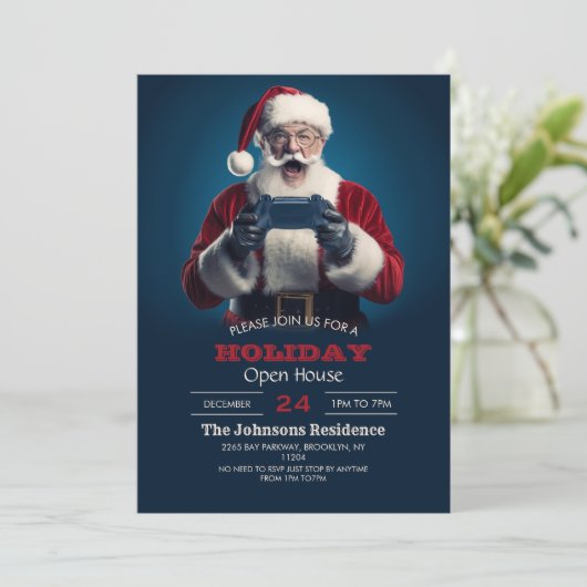 Kerstman Kerstmis Gamer Kaart (Staand voorkant)