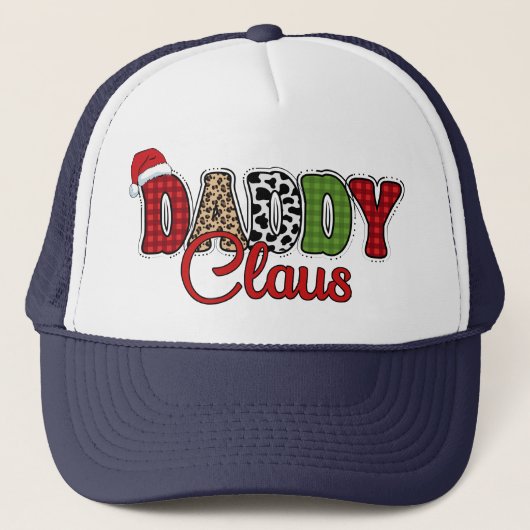Kerstman Kerstmis geruite tekst ontwerp-50095 Trucker Pet (Voorkant)